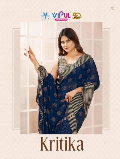 VIPUL KRITIKA 84600 TO 84603 DESIGNER CHIFFON SAREE WHOLESALER IN INDIA
